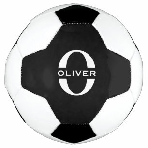 Personalisiertes Monogramm Schwarz-Weiß-Name Fußball