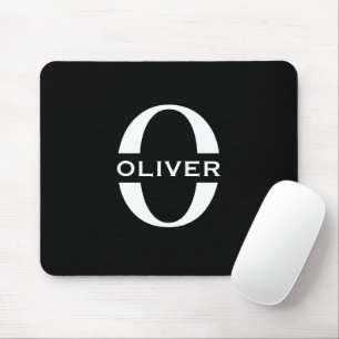 Personalisiertes Monogramm Schwarz-Weiß-Name Mousepad