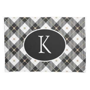 Personalisiertes monogramm Schwarzes Weiß Gold Kar Kissenbezug