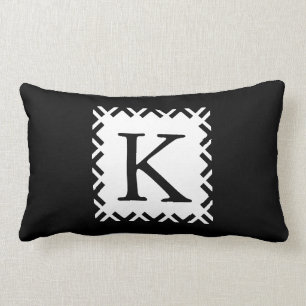 Personalisiertes Monogramm Schwarzweiss Lendenkissen