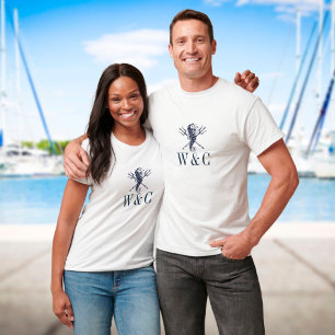 Personalisiertes Monogramm Seepferdchen Marine T-Shirt