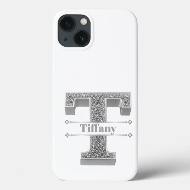 Personalisiertes Monogramm Silver Initial für Ihre Case-Mate iPhone Hülle (Rückseite)