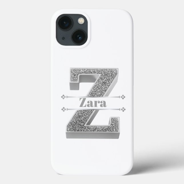 Personalisiertes Monogramm Silver Initial Z Ihr Na Case-Mate iPhone Hülle (Rückseite)