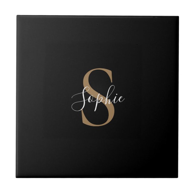 Personalisiertes Monogramm-Skript Elegant Individu Fliese (Vorderseite)