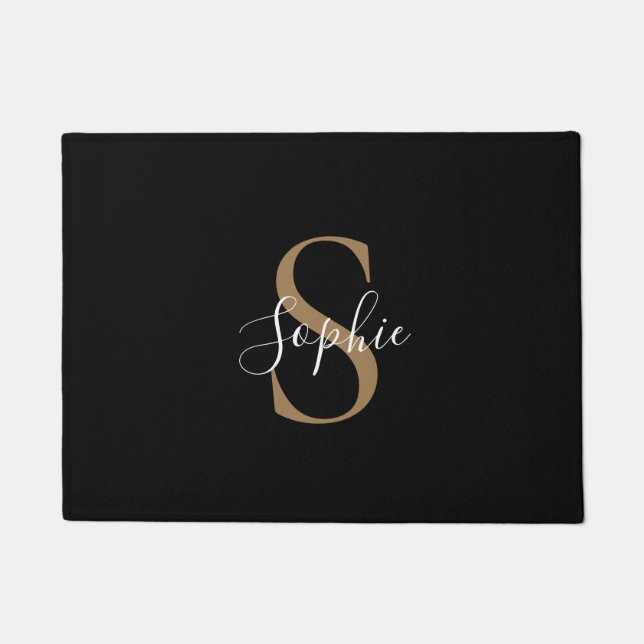 Personalisiertes Monogramm-Skript Elegant Individu Fußmatte (Vorderseite)
