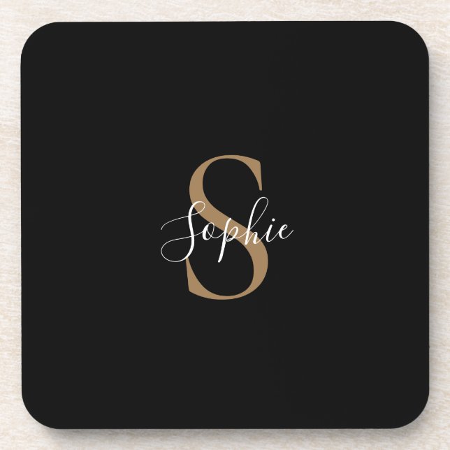 Personalisiertes Monogramm-Skript Elegant Individu Getränkeuntersetzer (Vorderseite)