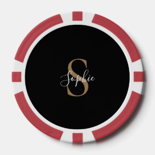 Personalisiertes Monogramm-Skript Elegant Individu Pokerchips