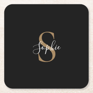 Personalisiertes Monogramm-Skript Elegant Individu Rechteckiger Pappuntersetzer