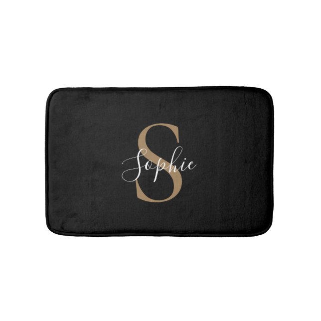 Personalisiertes Monogramm-Skript Elegant und indi Badematte (Vorderseite)