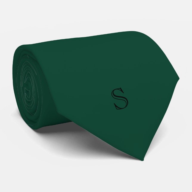 Personalisiertes Monogramm Smaragdgrün Schwarz  Krawatte (Gerollt)