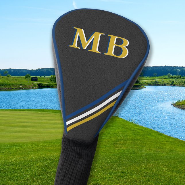 Personalisiertes Monogramm-Streifen aus schwarzem  Golf Headcover (Von Creator hochgeladen)
