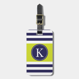 Personalisiertes Monogramm Stripes die Limone Gepäckanhänger