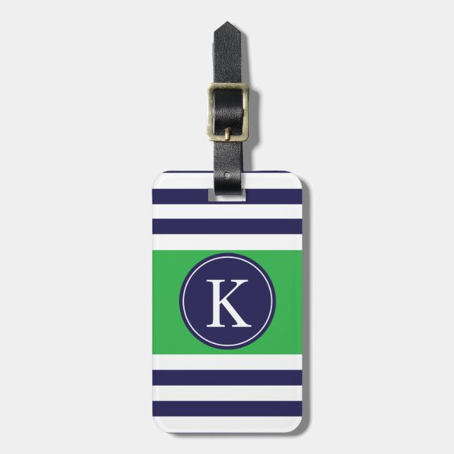 Personalisiertes Monogramm Stripes Gepäckanhänger (Vorderseite vertikal)