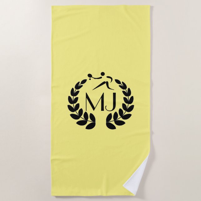 Personalisiertes Monogramm-Tennis-Tuch Strandtuch (Vorderseite)