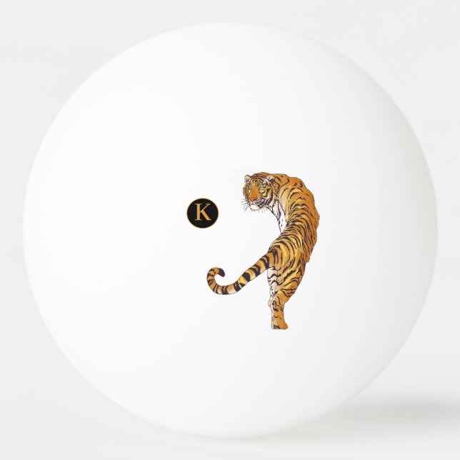 Personalisiertes Monogramm Tiger Wildtier Tischtennisball (Vorderseite)