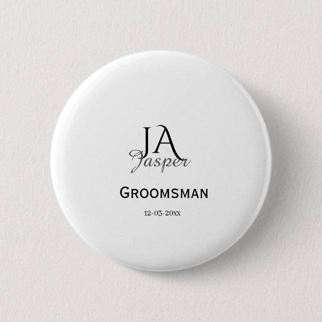 Personalisiertes Monogramm Trauzeuge Brautführer N Button (Vorderseite)