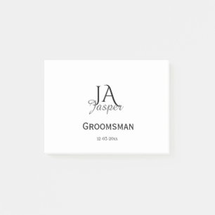 Personalisiertes Monogramm Trauzeuge Brautführer N Post-it Klebezettel