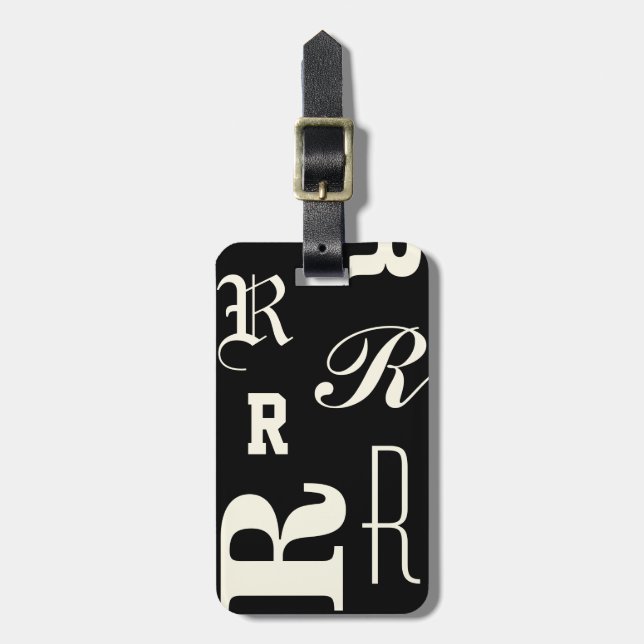 Personalisiertes Monogramm, Typografie-Initialen,  Gepäckanhänger (Vorderseite vertikal)