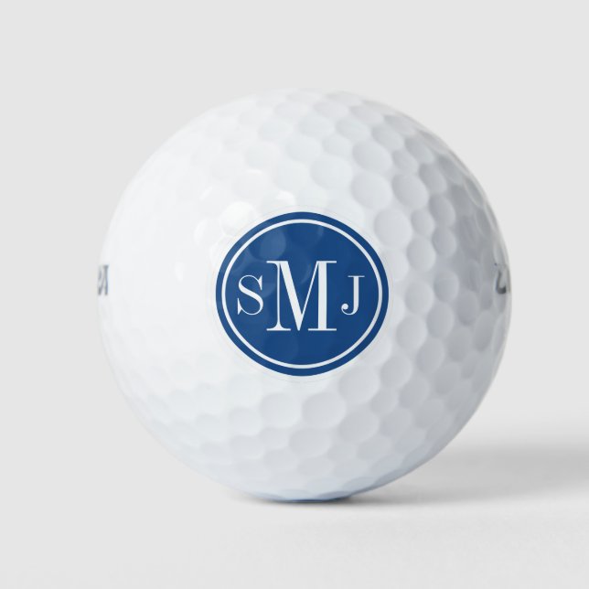 Personalisiertes Monogramm und klassischer blauer  Golfball (Vorderseite)