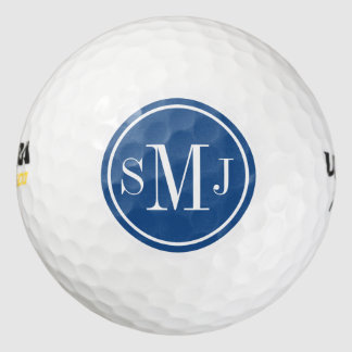 Personalisiertes Monogramm und klassischer blauer Golfball