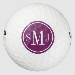 Personalisiertes Monogramm und Magenta Lila Rahmen Golfball