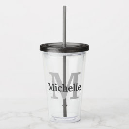 Personalisiertes Monogramm und Name Acryltrinkbecher