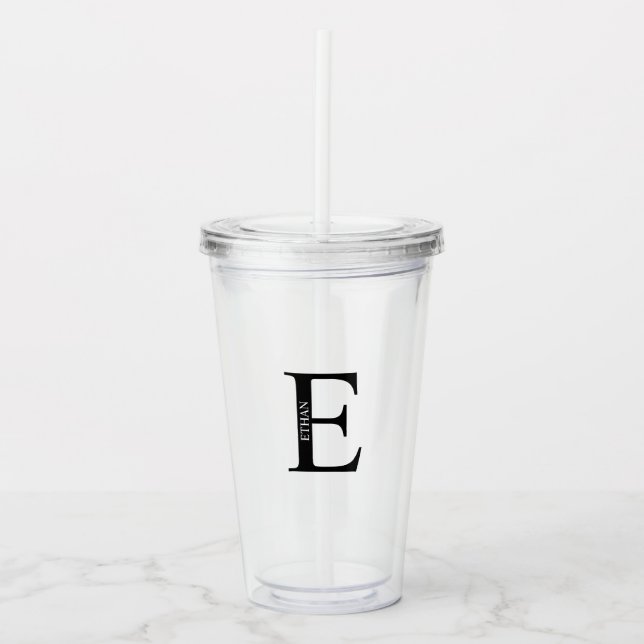 Personalisiertes Monogramm und Name Acryltrinkbecher (Vorderseite)