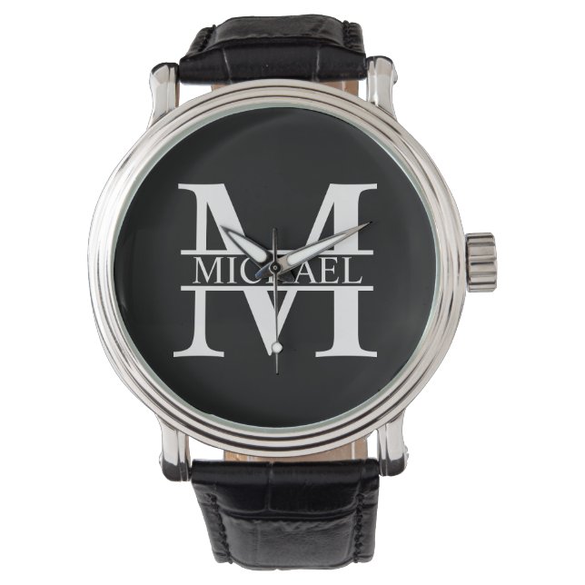 Personalisiertes Monogramm und Name Armbanduhr (Vorderseite)