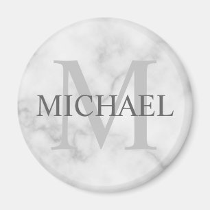 Personalisiertes Monogramm und Name aus klarem wei Magnet