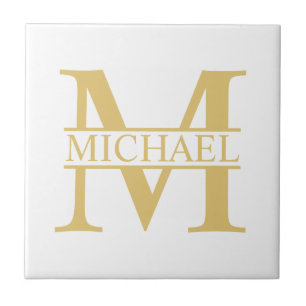 Personalisiertes Monogramm und Name aus Weiß und  Fliese