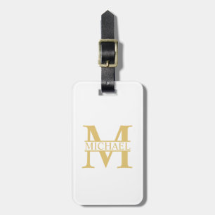 Personalisiertes Monogramm und Name aus Weiß und G Gepäckanhänger