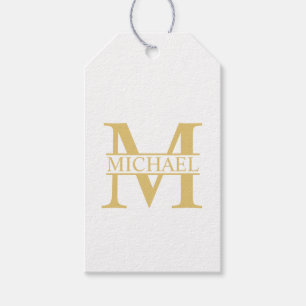 Personalisiertes Monogramm und Name aus Weiß und  Geschenkanhänger