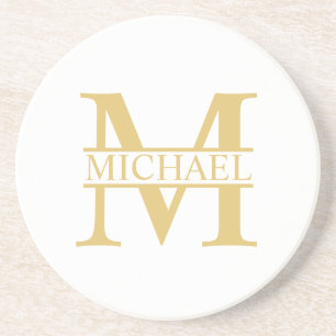 Personalisiertes Monogramm und Name aus Weiß und  Getränkeuntersetzer
