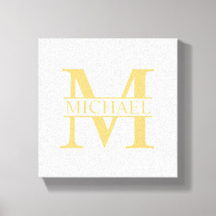 Personalisiertes Monogramm und Name aus Weiß und  Leinwanddruck