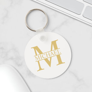 Personalisiertes Monogramm und Name aus Weiß und Schlüsselanhänger