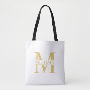 Personalisiertes Monogramm und Name aus Weiß und Tasche