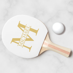 Personalisiertes Monogramm und Name aus Weiß und Tischtennis Schläger