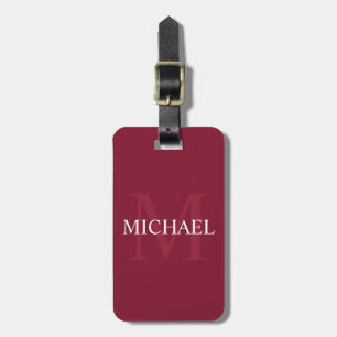 Personalisiertes Monogramm und Name Burgund Red Gepäckanhänger