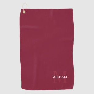 Personalisiertes Monogramm und Name Burgund Red Golfhandtuch