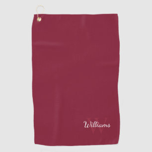 Personalisiertes Monogramm und Name Burgund Red Golfhandtuch