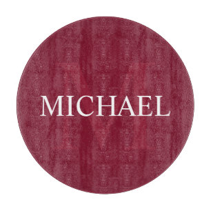 Personalisiertes Monogramm und Name Burgund Red Schneidebrett