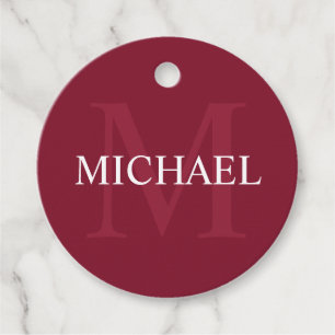 Personalisiertes Monogramm und Name Burgundy Red Geschenkanhänger
