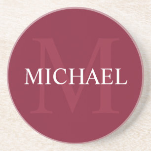 Personalisiertes Monogramm und Name Burgundy Red Getränkeuntersetzer