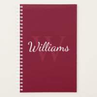 Personalisiertes Monogramm und Name Burgundy Red