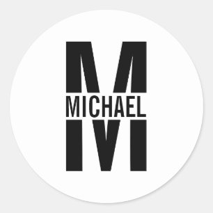Personalisiertes Monogramm und Name Classic Round  Runder Aufkleber