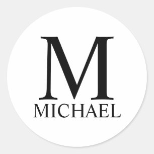 Personalisiertes Monogramm und Name Classic Round Runder Aufkleber