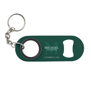 Personalisiertes Monogramm und Name des Trauzeugen Mini Flaschenöffner
