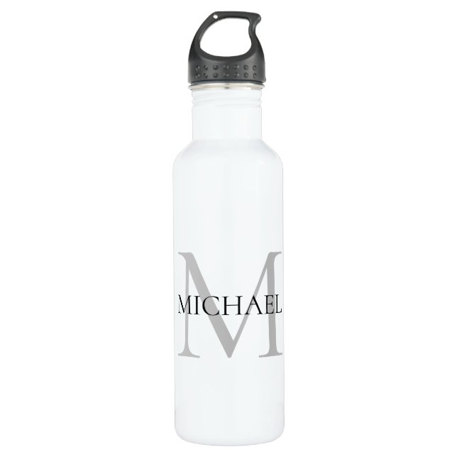 Personalisiertes Monogramm und Name Edelstahlflasche (Vorderseite)