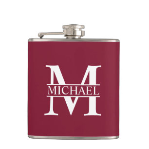 Personalisiertes Monogramm und Name Flachmann
