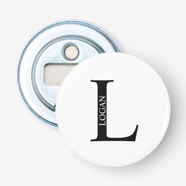 Personalisiertes Monogramm und Name Flaschenöffner (Vorderseite)